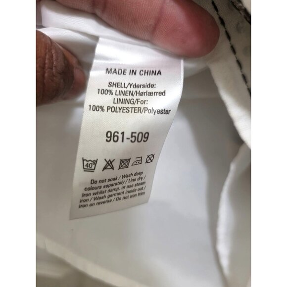 Next White A-Line 100%Linen Blend Skirt Black Embroidery Scars Next UK 14 EUR 42 - Picture 7 of 7